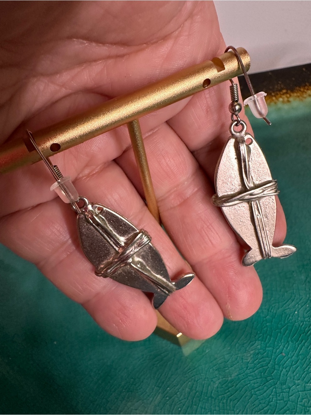Silver Jesus Fish Dangle Earrings - Women's Jewelry